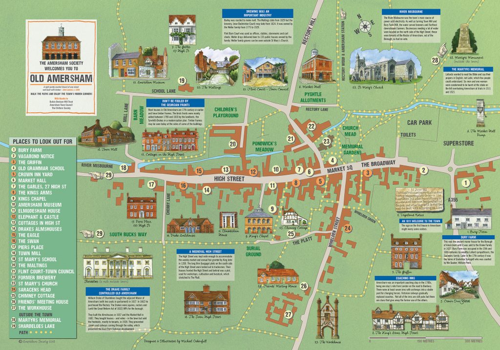 Amersham Society Town Map, 2018