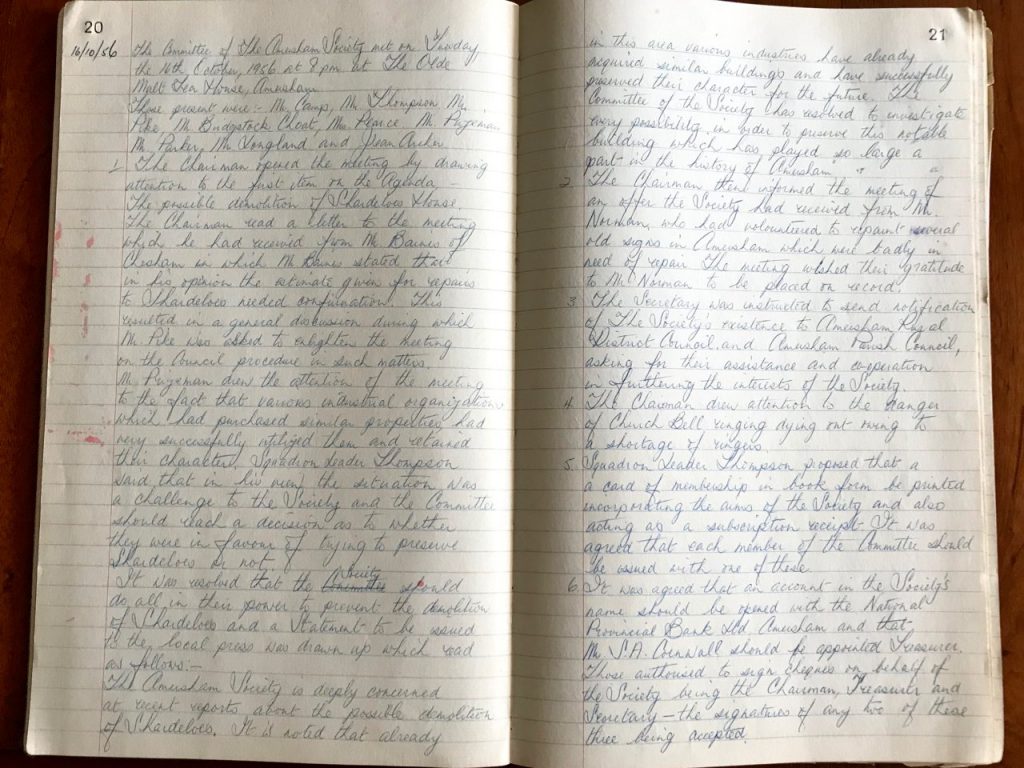 Minute Book, 16 Oct 1956 Committee Meeting