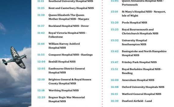 NHS Spitfire 1 Aug 2020 Flight Routes