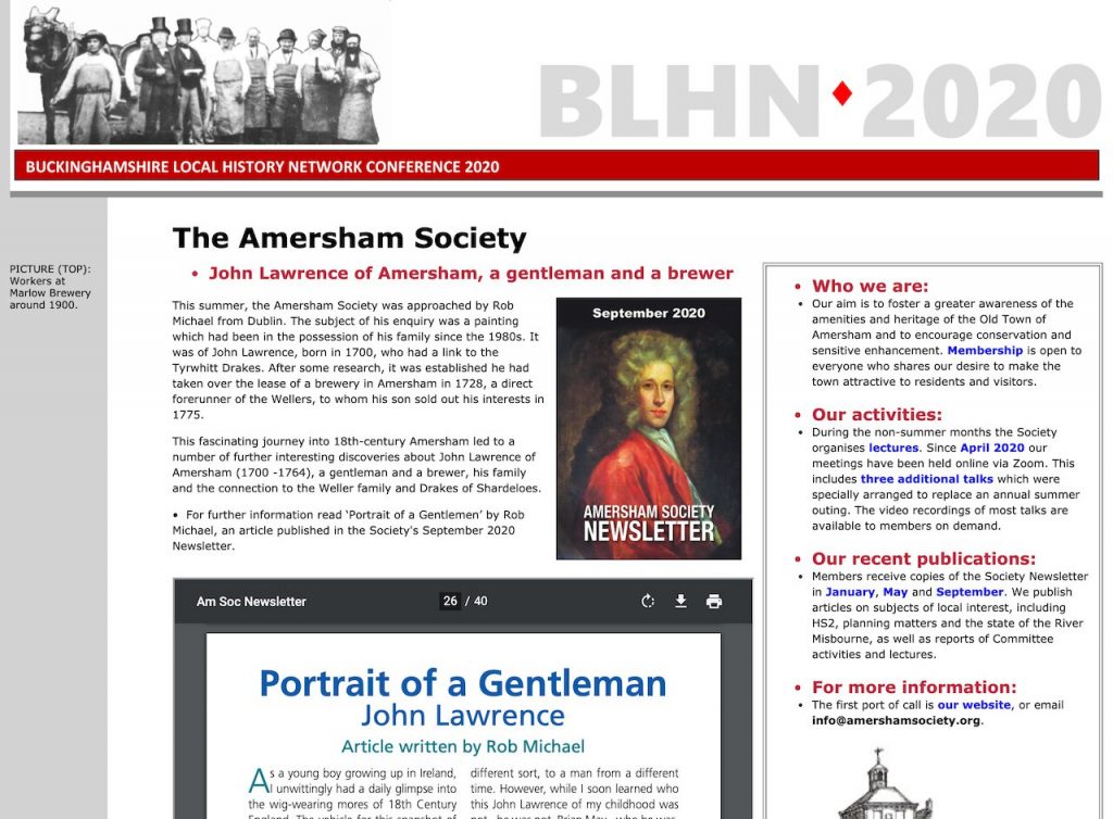 The Amersham Society at BLHN 2020 Conference