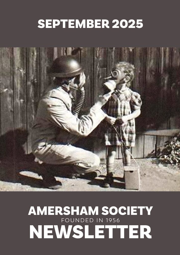 September 2025 Newsletter, cover photo: Little girl with gas mask, courtesy of Amersham Museum